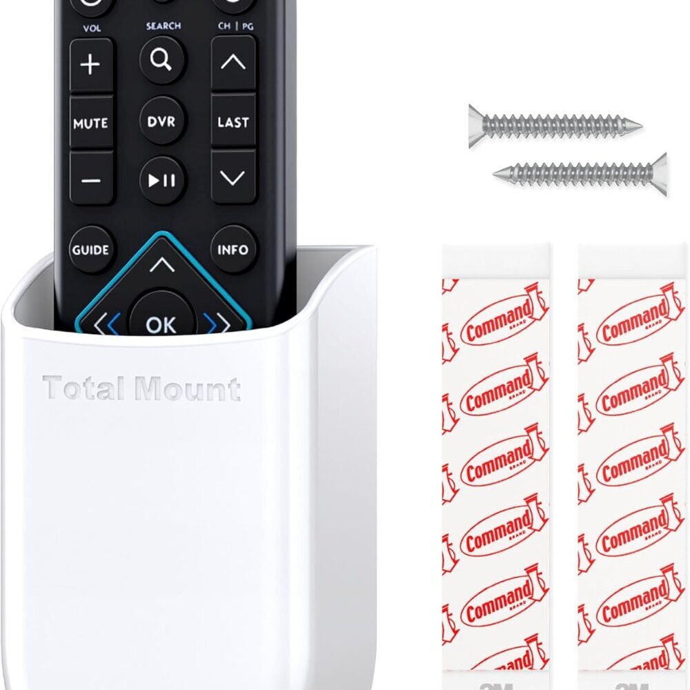 Hole-Free Remote Holder – Eliminates Need to Drill Holes in Your Wall White Remo